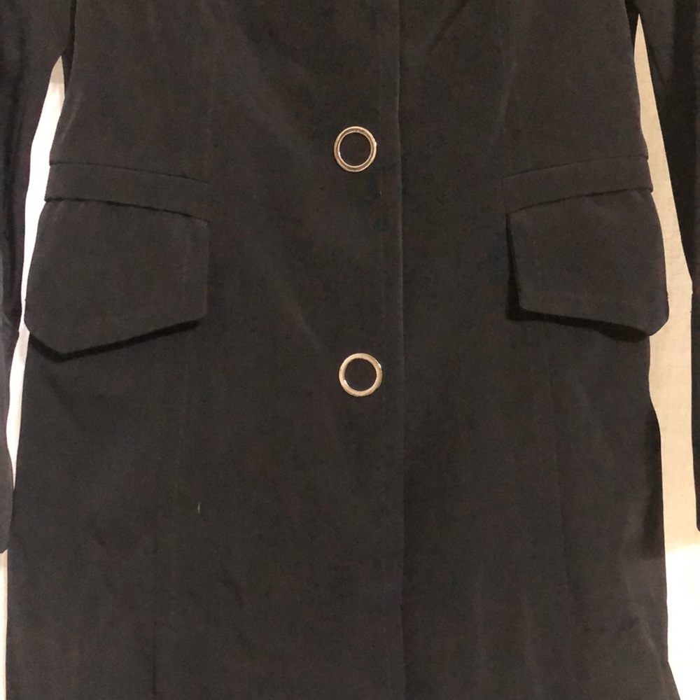 NWOT Ann Klein Black Trench Coat Rain Coat - Picture 4 of 5